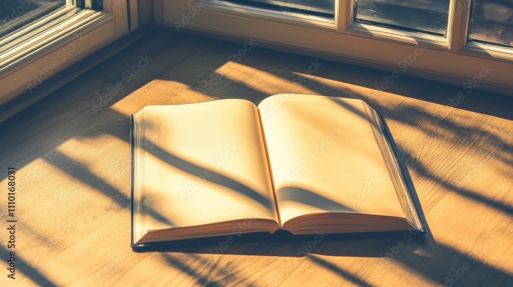 Aufkleber blank catalog magazine and book template with soft shadows on wooden surface for your design project