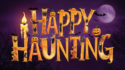 Happy Haunting! Spooky Halloween Pumpkin Alphabet Design for Cards, Posters & Invitations