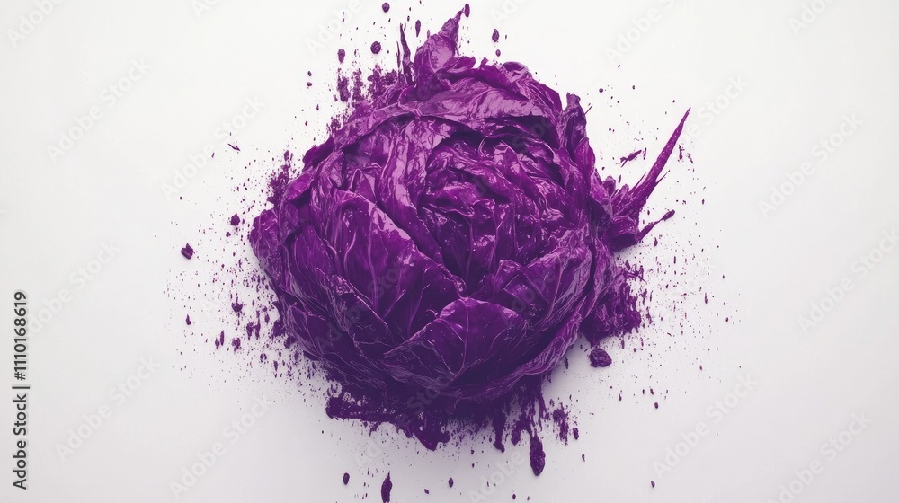 Poster vibrant purple cabbage showcasing texture and color against a clean white background for culinary or