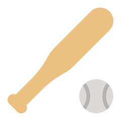 Baseball Icon in Flat Style. Color Fill