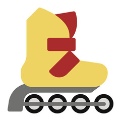 Roller skate Icon in Flat Style. Color Fill