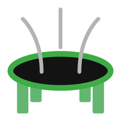 Trampoline Icon in Flat Style. Color Fill