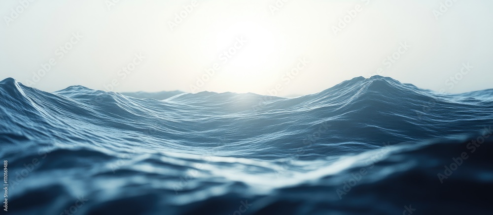 Aufkleber serene blue ocean waves with gentle beach sand and a soft sun reflection on the water's surface in a