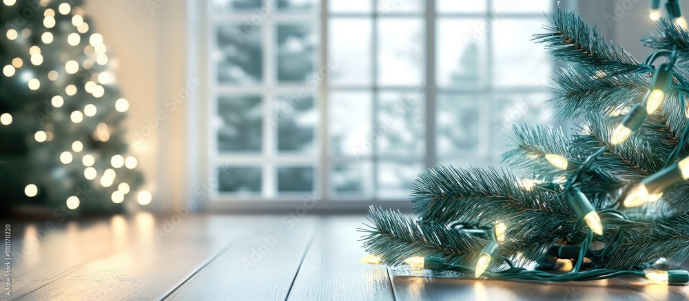 Poster festive holiday lights with blurred background creating a warm atmosphere for celebrations and gathe