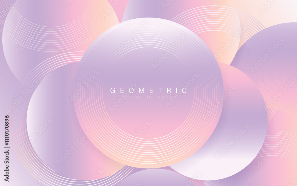 Poster pastel geometric abstract background with circular lines