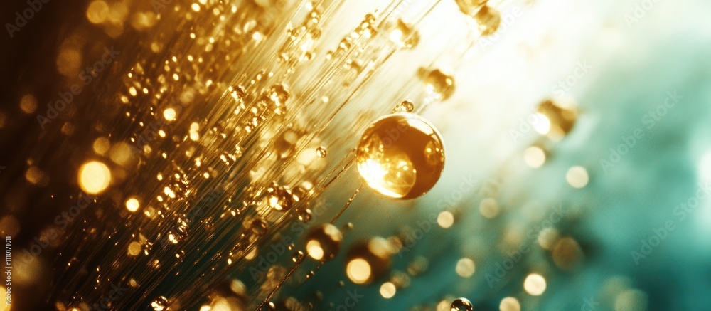 Poster festive yellow bokeh lights delicately illuminated with a dreamy background creating a warm and invi