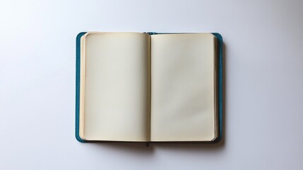 Open blank notebook on white background for template or stationary concept with empty pages ready for notes and ideas