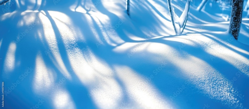 Poster Winter landscape featuring smooth snowdrifts with intricate light and shadow patterns creating a serene and tranquil atmosphere.
