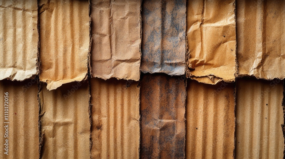Poster Corrugated cardboard texture background for design and visual projects with varied tones and patterns