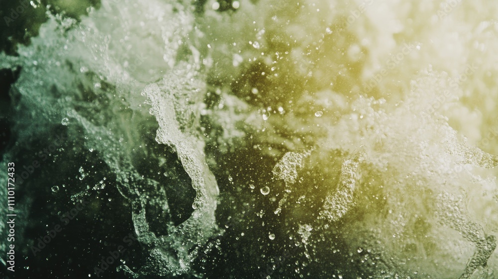 Aufkleber Abstract water surface texture with bubbles and splashes in natural light creating a tranquil and trendy background for creative projects.