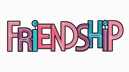 Fototapeta premium Colorful Friendship Typography Design, Perfect for Cards, Prints & Social Media