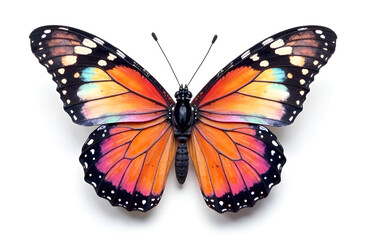 Fototapeta premium Beautiful multicolored butterfly on a white background