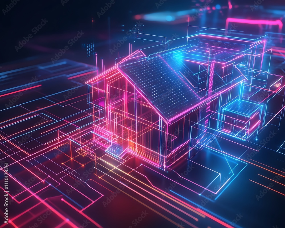 Poster ai powered financial, futuristic abstract visualization of artificial intelligence automating the mo