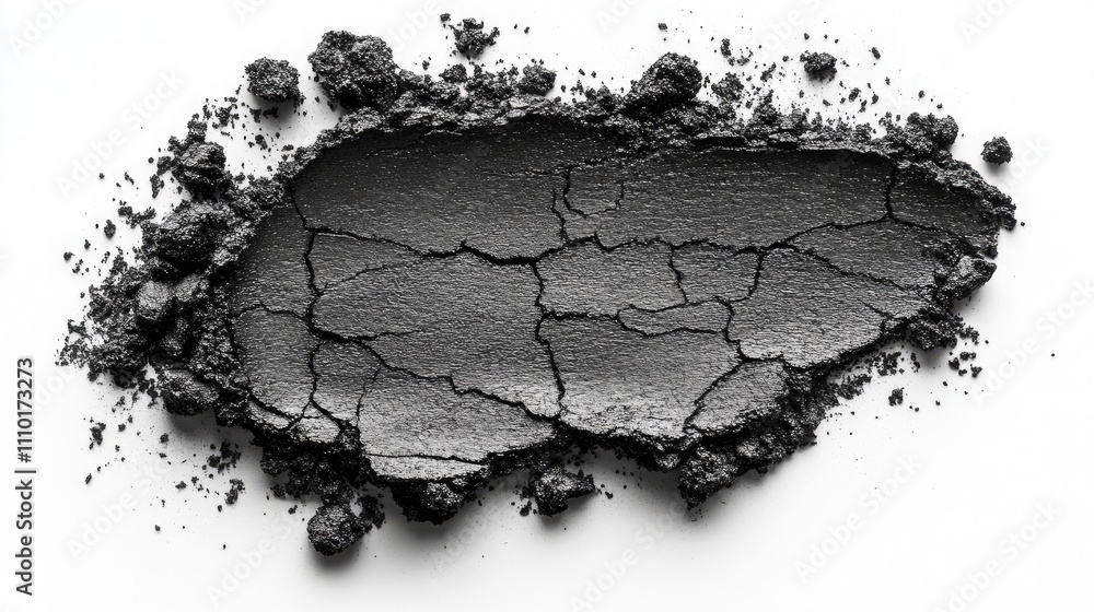 Aufkleber charcoal powder spilled on a clean white background showcasing texture and natural color variations 