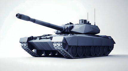 Fototapeta premium A low-poly tank model showcasing military design and structure.
