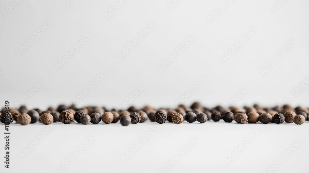 Aufkleber black pepper seeds arranged neatly on a white background showcasing their natural texture and color 