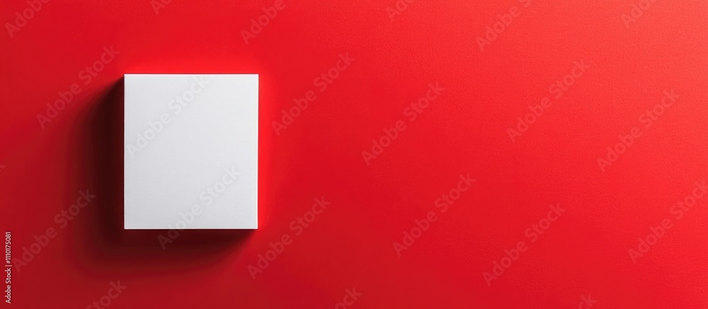 Aufkleber minimalist blank white note on vibrant red background creating a striking contrast for creative and 