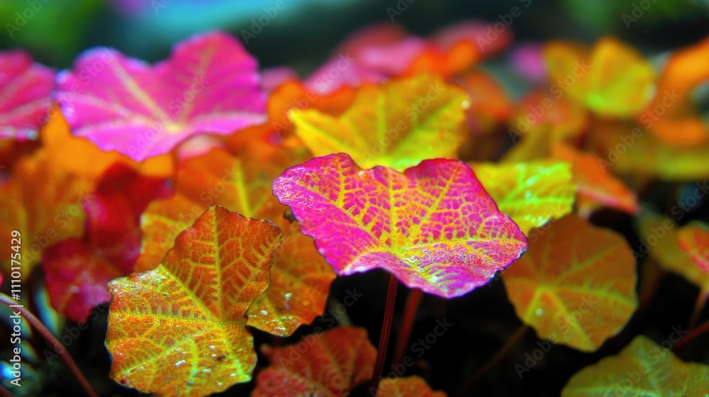Aufkleber vibrant caladium leaves in batik colors showcasing unique patterns and textures for botanical and na