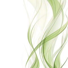 Elegant green abstract waves flowing gracefully, creating a soft and airy atmosphere on a white background.