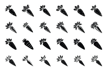 Carrot with leaves outline silhouette icon set on white background