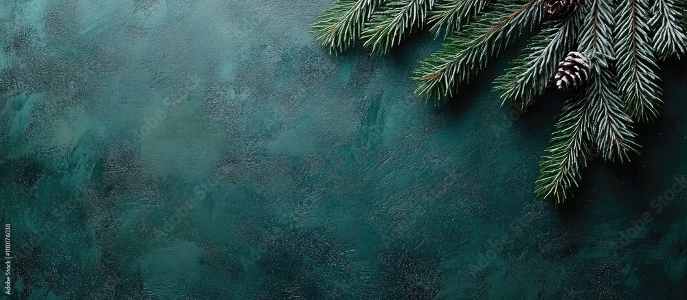 Poster christmas background with spruce branches and ample copy space for holiday greetings and messages in