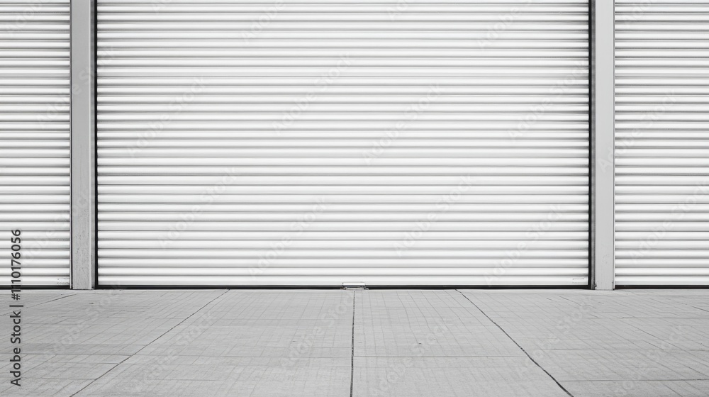 Poster closed metal shutter background with textured surface and industrial aesthetic suitable for various 