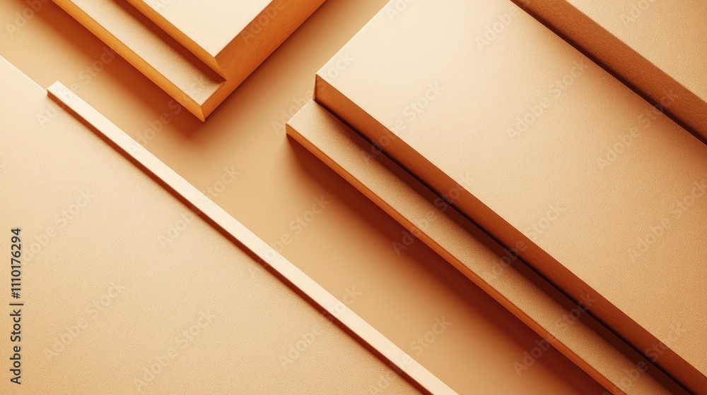 Poster flat brown cardboard texture with geometric shapes creating a minimalistic background design for pac
