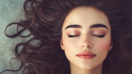 Fototapeta premium Serene close up of a young woman with closed eyes relaxing on a massage table in a tranquil spa setting