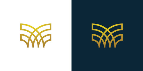 Luxury logo for the letters M W MW WM, the logo symbolizes the company's expansion
