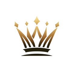 A stylized golden crown logo design.