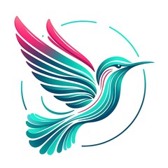 Naklejka premium Colorful stylized hummingbird in flight.