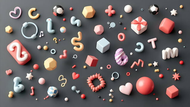 Abstract 3D random objects background