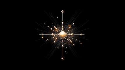 Obraz premium minimalist illustration of glowing AI core with radiant energy. design features central sphere surrounded by luminous particles and lines, creating futuristic aesthetic