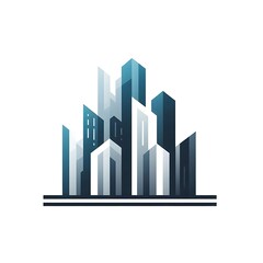 Fototapeta premium Abstract city skyline in blue tones.