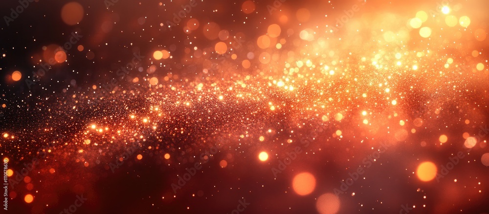Poster Golden bokeh lights shimmering against a rich red backdrop creating an abstract textured background for festive or celebratory themes