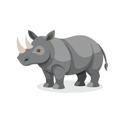  Indian Rhinoceros animal isolated flat vector illustration on white background.
