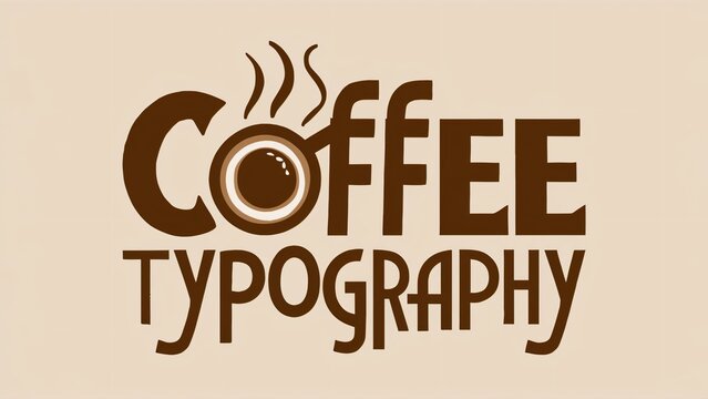Coffee Typography Design, Stylish Coffee Cup Lettering for Cafe Branding