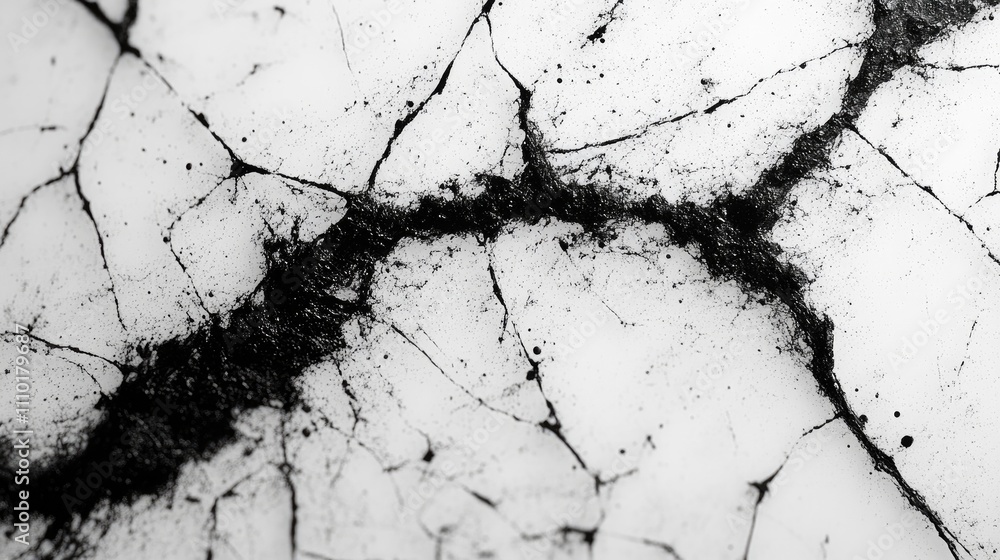 Poster abstract black crack lines creating a striking texture on a white background ideal for modern design