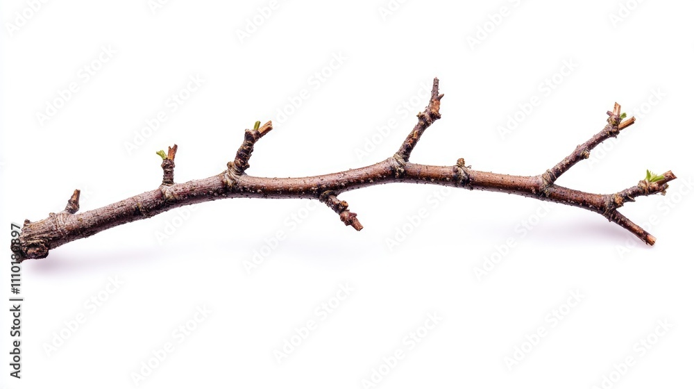 Aufkleber dry branch with budding shoots isolated on a clean white background for nature-themed projects and c