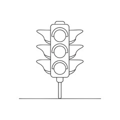 Traffic light Continuous line art flat vector illustration