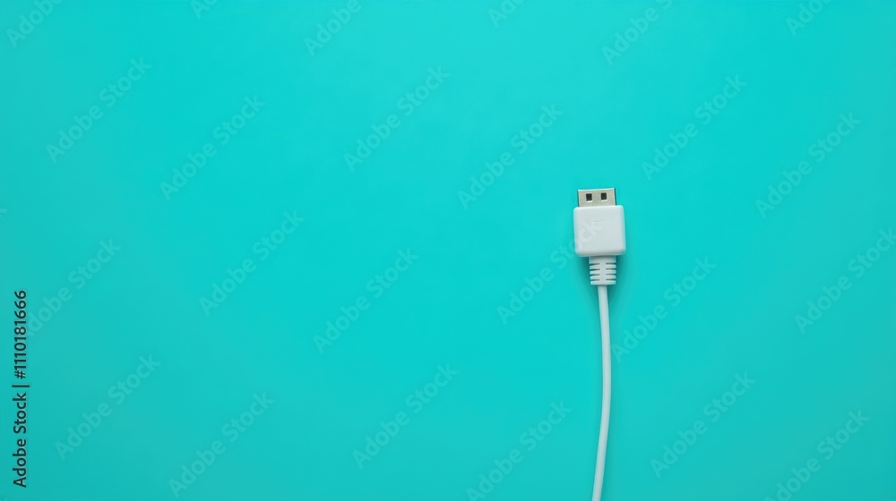 Poster computer network cable end on turquoise background showcasing technology and connectivity concepts f