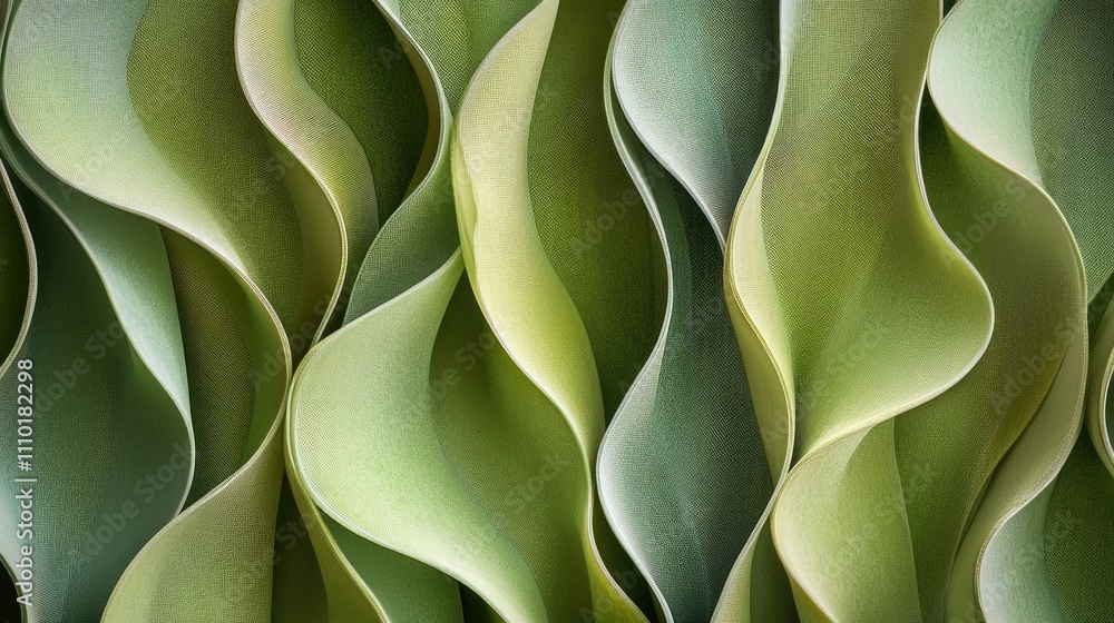 Poster luxurious velvet curtain background with soothing wave patterns in warm green hues creating an elega