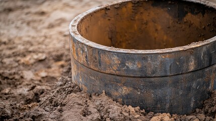 Fototapeta premium Construction materials close-up for pipeline filter showcasing texture and details ideal for background photography and industrial media use
