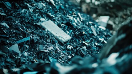 Close up of melted plastic and clean screw debris from injection molding machine purging process on factory floor