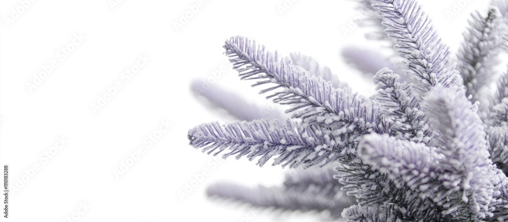 Poster lilac decorated tabletop christmas tree with bokeh effect on a white background creating a festive a