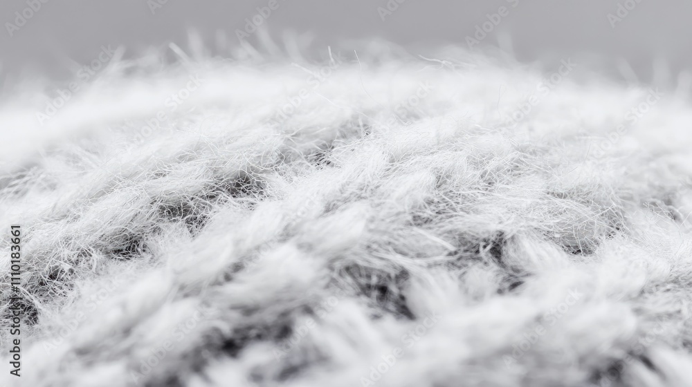 Poster macro photography of soft grey textile fibers creating a textured fabric background for design or cr