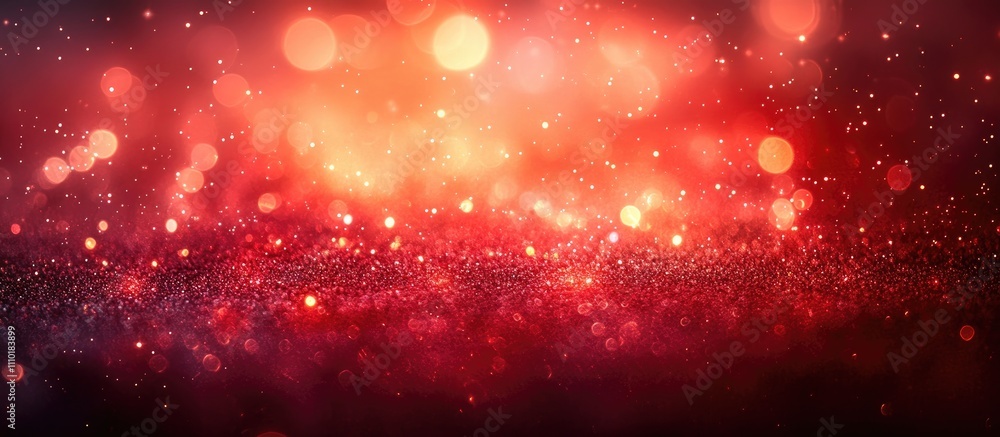 Poster abstract red glitter texture background with defocused lights creating a festive and vibrant atmosph