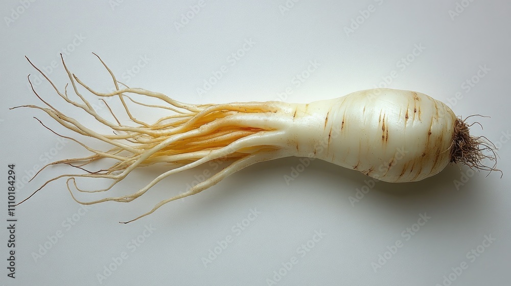Poster fingerroot displayed on a clean white background showcasing its unique shape and texture for culinar