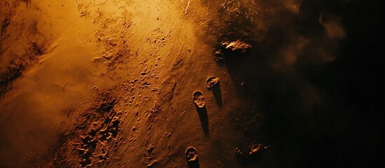 Footprints on sandy beach at sunset tranquil holiday scene evoking relaxation and nature connection
