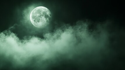 A house is covered in smoke and the moon is in the background
